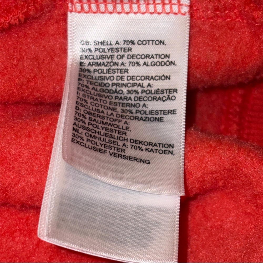 North Face Hoodie Pullover Big Logo Pouch Pocket Cotton unisex  Med Orange - Picture 5 of 7